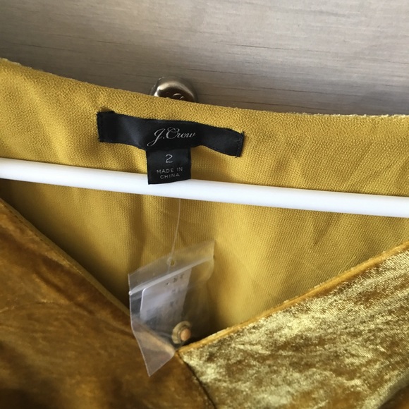 NWT J. Crew Yellow Crushed Velvet Wrap Long Sleeve Top - Picture 6 of 6